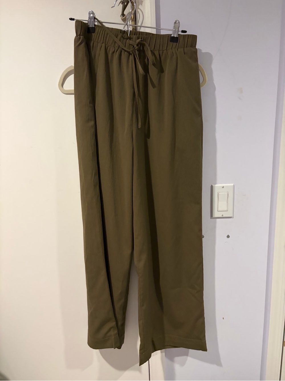 Women’s Drawstring wide leg pants - Olive green
